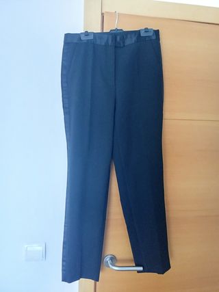 ZARA Pantalón traje banda satén lateral M