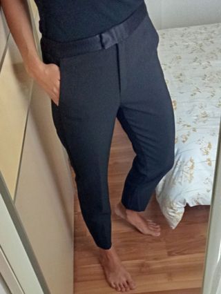ZARA Pantalón traje banda satén lateral M