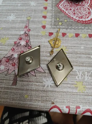 Insignias militares doradas y rojas