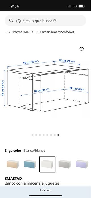 Bancos Smastad Ikea blanco con cojin azul