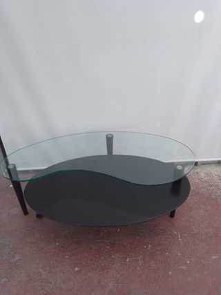 Mesa de centro cristal y metal