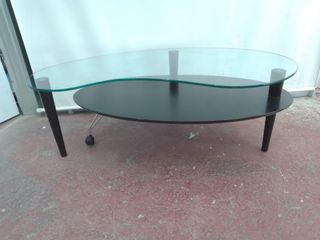 Mesa de centro cristal y metal