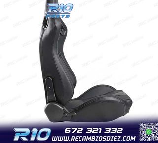 ASIENTO DEPORTIVO SEMI BAQUET ESTILO RS CUERO NEGRO