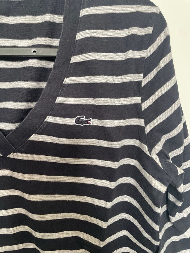 Jersey Lacoste Rayas Negro y Gris