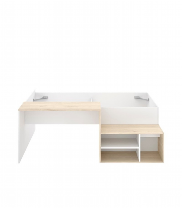 Cama Juvenil Compacta Con Escritorio. Natural / B