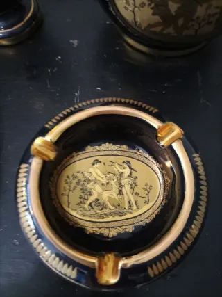 Porcelana Griega Antigua Grabada Oro 24K