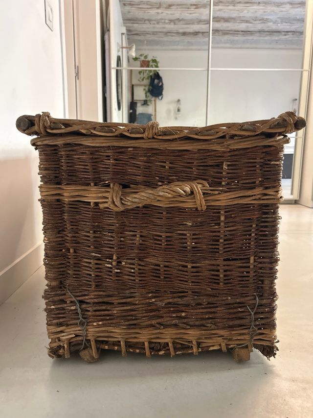 Baúl de ratán con tapa 