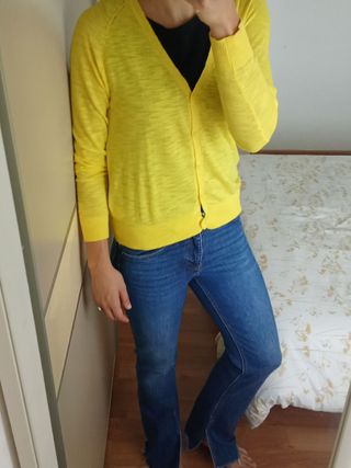 H&M Cárdigan Amarilla Punto Talla S