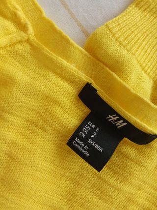 H&M Cárdigan Amarilla Punto Talla S
