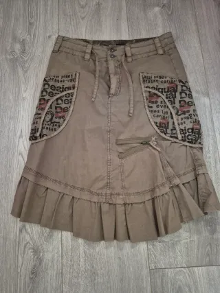 Falda Desigual Marrón Multicolor