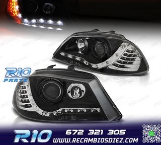 FAROS SEAT IBIZA 6L 02-08 LUZ DIURNA Y INTERMITENTE LED FOND
