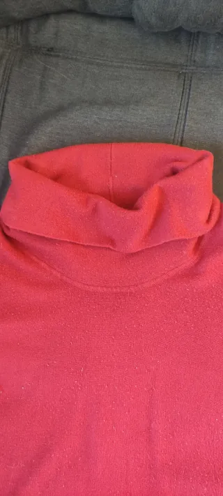 Vestito invernale corto rosso/mattone con cintura