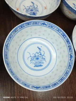 8 Cuencos Chinos Vintage Grano de Arroz