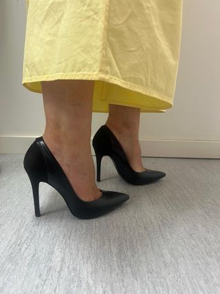 Zapatos talla 39 ZARA Piel COMO NUEVOS Negro Azul 