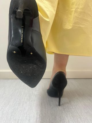 Zapatos talla 39 ZARA Piel COMO NUEVOS Negro Azul 