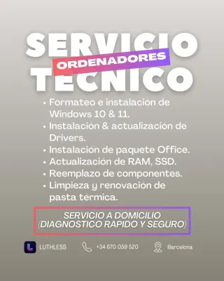 Servicio de reparación de Ordenadores y Portátiles