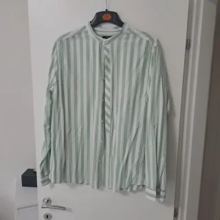 Camicia uomo cotone righe verdi XXL