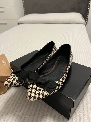 Zapatos planos con estampado pata de gallo