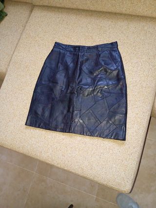 Mini falda piel mujer vintage patchwork