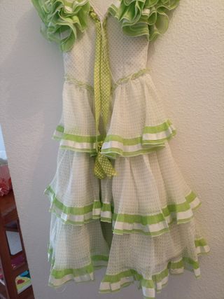 Vestido Gitana Niña Verde y Blanco