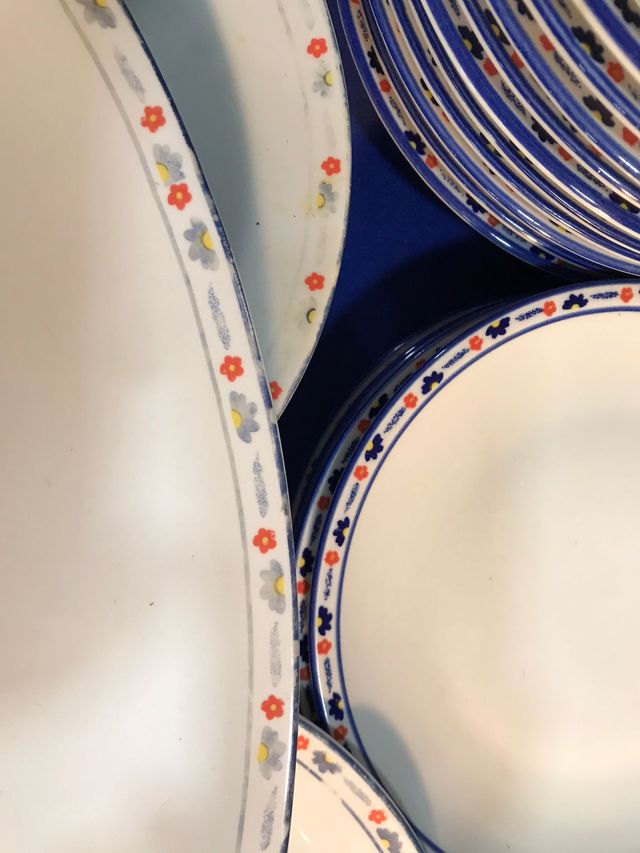 Vajilla de porcelana azul y blanca