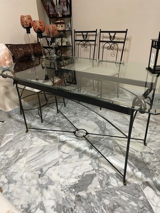 Tavolo e 6 sedie in ferro battuto