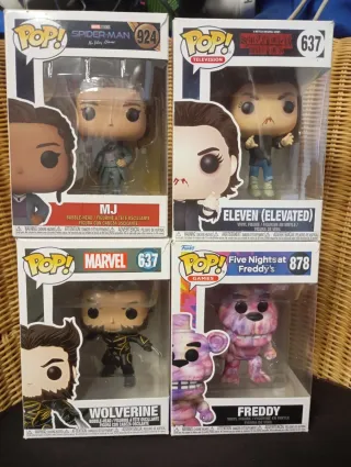 Lote 4 Funko Pop: Eleven, Wolverine, MJ, Freddy