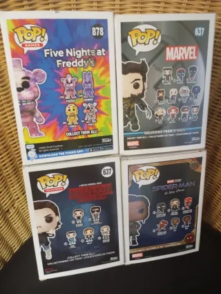 Lote 4 Funko Pop: Eleven, Wolverine, MJ, Freddy