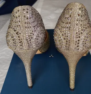 Zapatos de fiesta dorados y plateados