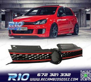 PARRILLA VOLKSWAGEN VW GOLF 6 08-12 NEGRO MOLDURA ROJA GTI