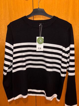 Jersey fino C&A rayas blanco y negro