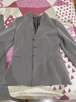 Traje de chaqueta gris mujer talla 40