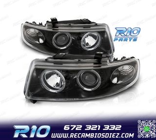 FAROS SEAT LEON TOLEDO 1M OJOS ANGEL 99-05 FONDO NEGRO LED