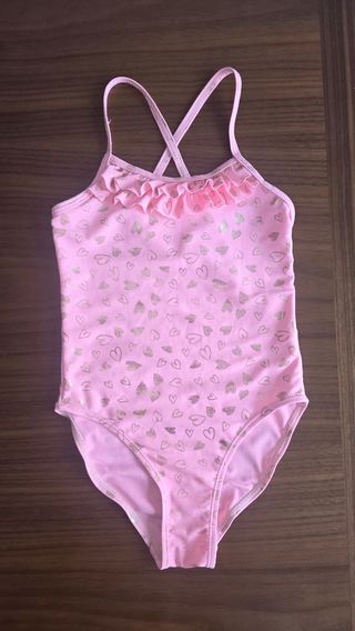 Bañador niña corazones dorados 40cm largo