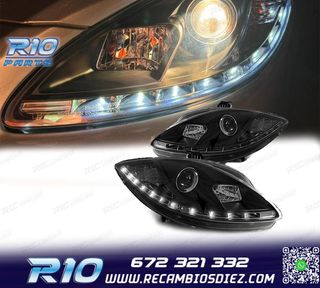 FAROS SEAT LEON ALTEA TOLEDO 04-09 LUZ DIURNA LED FONDO NEGR