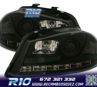 FAROS PARA SEAT IBIZA CORDOBA 6L 02-08 DRL NEGROS H1 H1