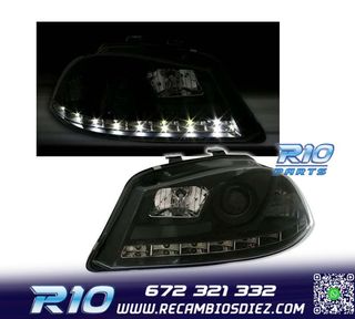 FAROS PARA SEAT IBIZA CORDOBA 6L 02-08 DRL NEGROS H1 H1