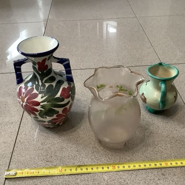 Juego de 2 jarrones decorativos y 1 Tulipa Cristal