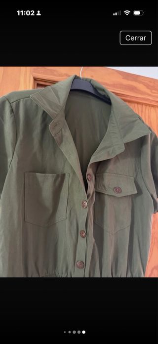 Vestido verde estilo safari talla única