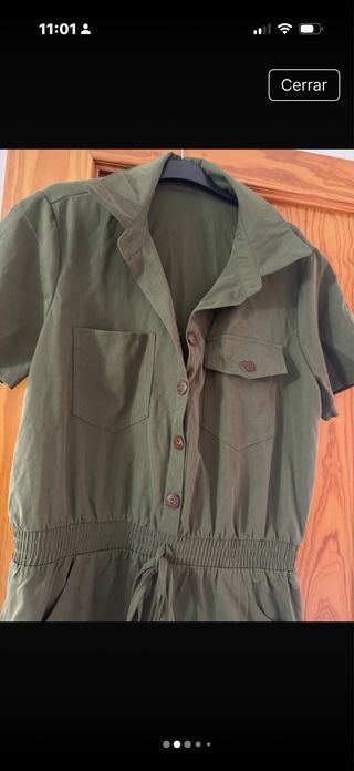 Vestido verde estilo safari talla única