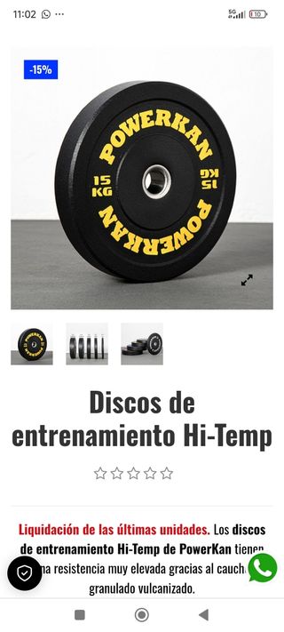 Discos de halterofilia Powerkan 15kg