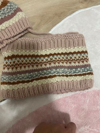 Gorro y cuello infantil tejido multicolor