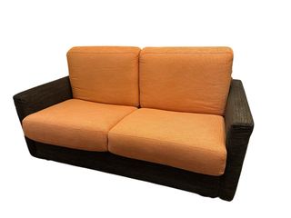 Sofá Cama 2 Plazas Tela Naranja/Marrón