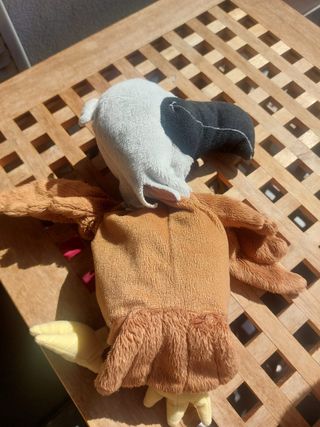 3 peluche: leone, aquila, gatto silvestro