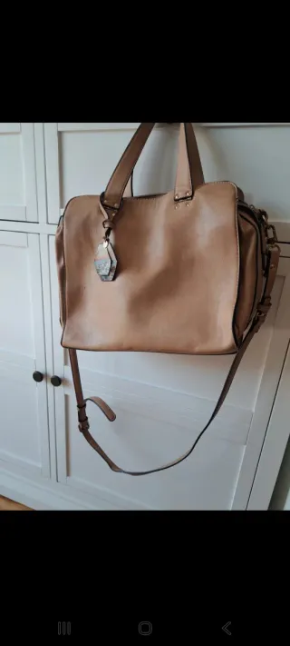 Bolso beige asa corta y larga