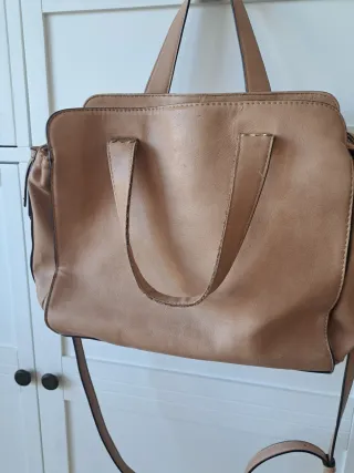 Bolso beige asa corta y larga