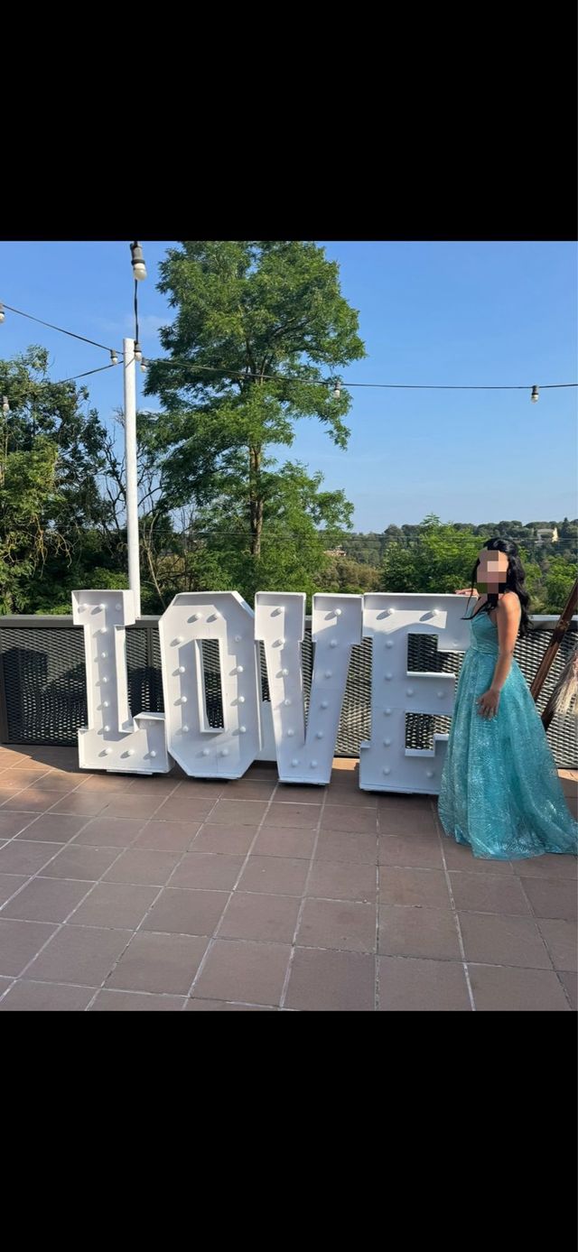 Vestido de ceremonia azul turquesa