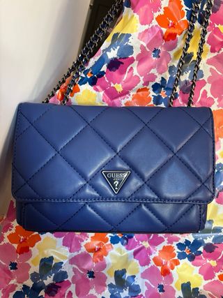 Bolso bandolera Guess acolchado azul