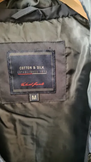 Giacca invernale cotton e silk blu con cappuccio