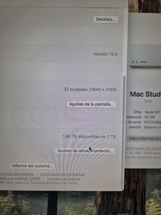 Mac Studio M1 Max 2tb almacenamiento